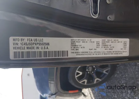 2023 Jeep Wagoneer L Series Iii 4X4 из США, поврежденный, VIN 1C4SJSDPXPS502506